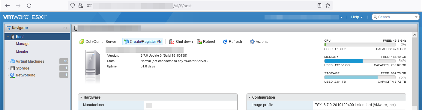 Create or Register a VM using vSphere Web Client.