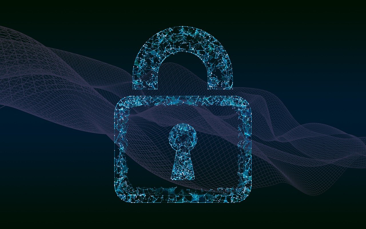 Padlock graphic against a digital swirl backdrop representing data discovery for telecommunications and IT services